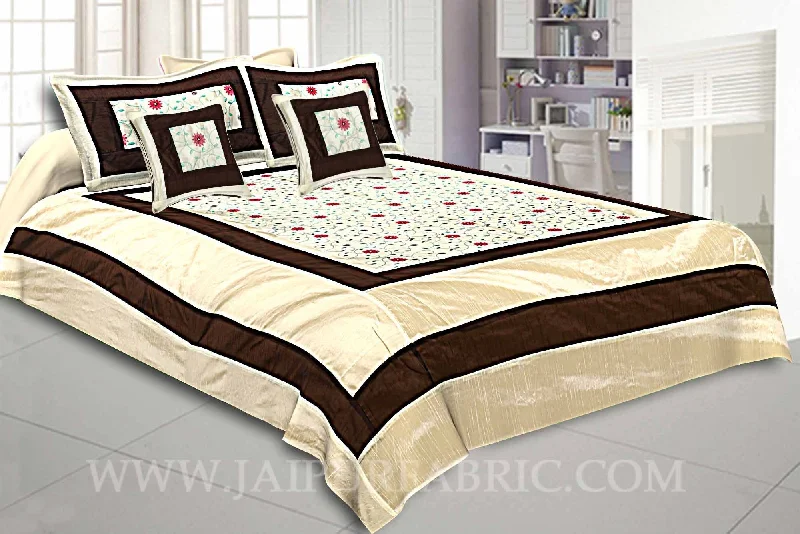 Light Brown Rajwada Silk Double Bedsheet