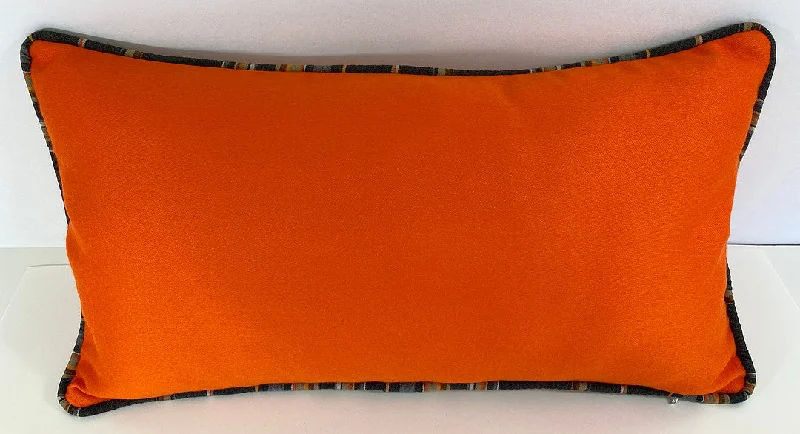 Luxury Outdoor Lumbar Pillow - 22" x 12" - Vallauris-Orange; Sunbrella, or equivalent, fabric with fiber fill