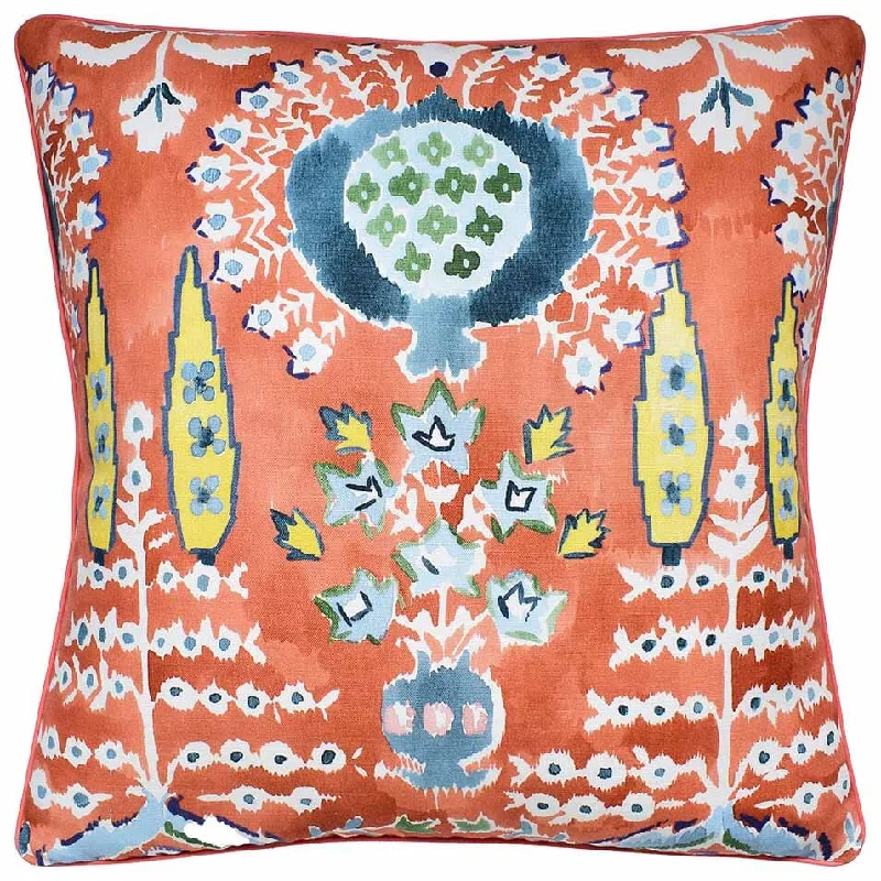 Mendoza Suzani Coral Decorative Pillow Ryan Studio