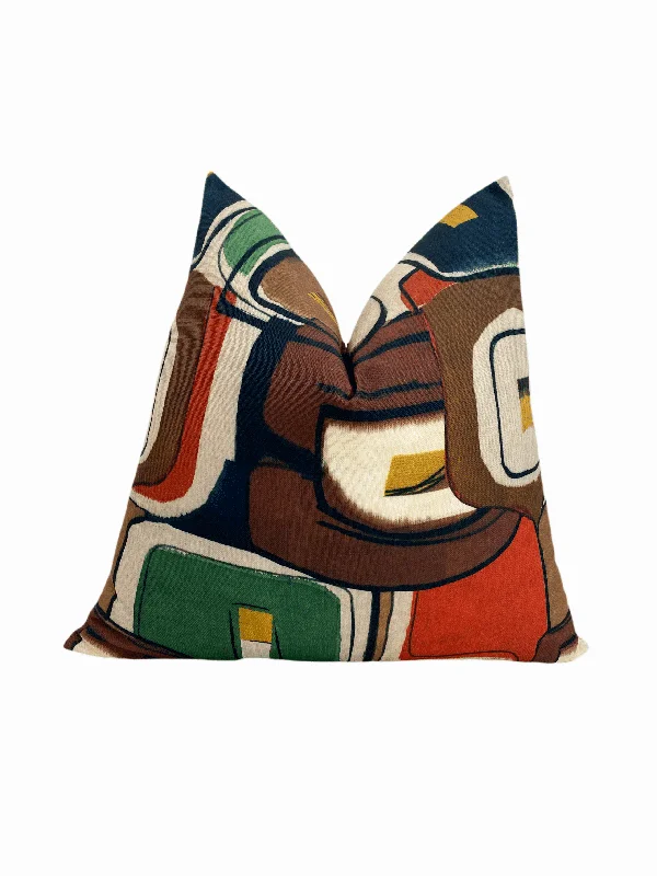 Mid Century Brown and Orange Throw Pillow