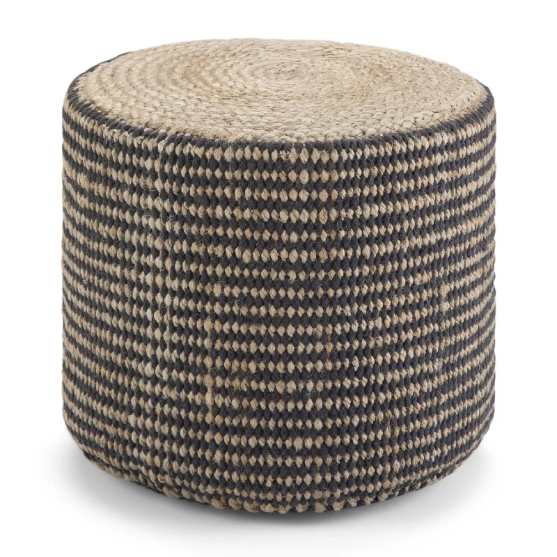 Multi-functional Handcrafted Round Pouf with Hand Braided Jute