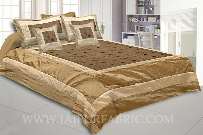 Natural Beige Rajwada Silk Double Bedsheet