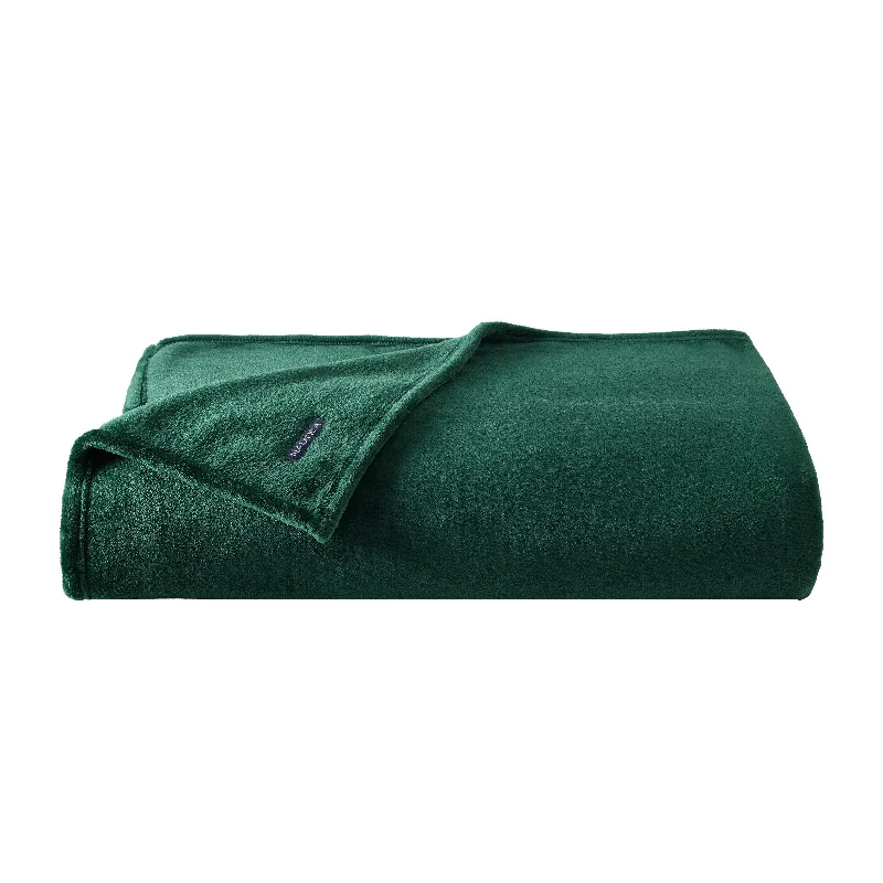 Nautica Solid Green Ultra Plush Soft Twin Blanket