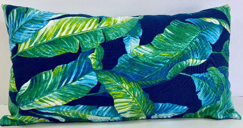 Luxury Outdoor Lumbar Pillow - 22" x 12" - Cayman - Summer; Sunbrella, or equivalent, fabric with fiber fill