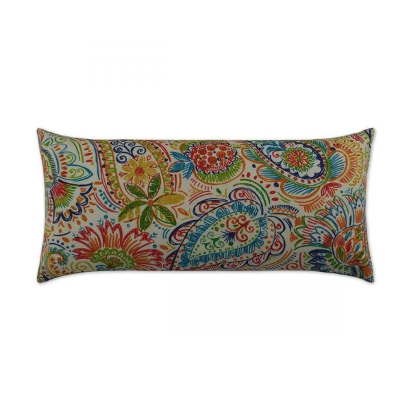 Luxury Outdoor Lumbar Pillow - 22" x 12" - Gilford - Festiv; Sunbrella, or equivalent, fabric with fiber fill