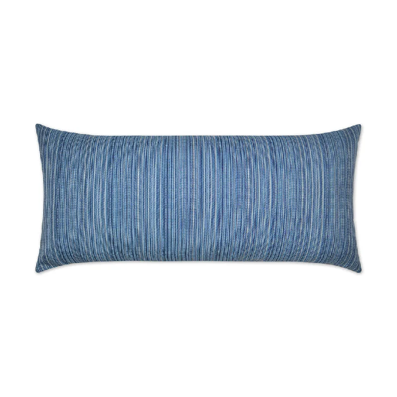 Luxury Outdoor Lumbar Pillow - 22" x 12" - Jinga - Blue; Sunbrella, or equivalent, fabric with fiber fill