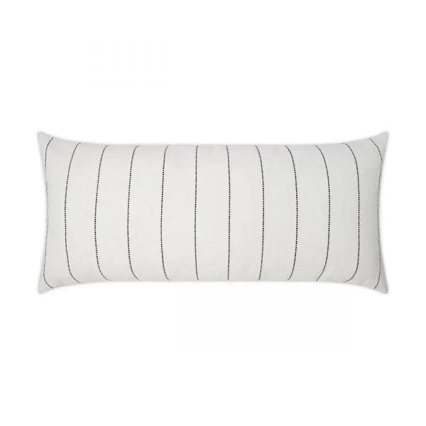 Luxury Outdoor Lumbar Pillow - 22" x 12" - Malibu - White; Sunbrella, or equivalent, fabric with fiber fill