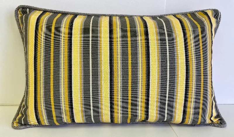 Luxury Outdoor Lumbar Pillow - 22" x 14" - Seville - Stripe; Sunbrella, or equivalent, fabric with fiber fill