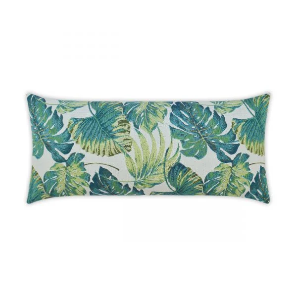 Luxury Outdoor Lumbar Pillow - 22" x 12" - Sun Palm; Sunbrella, or equivalent, fabric with fiber fill