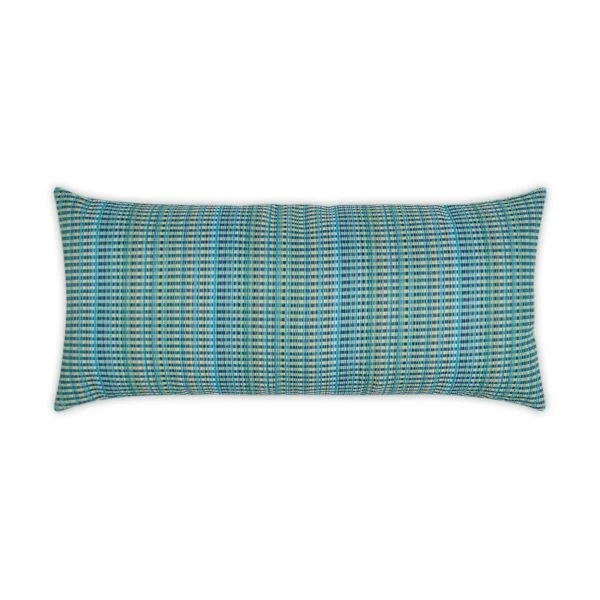 Luxury Outdoor Lumbar Pillow - 22" x 12" - Sun Run - Blue; Sunbrella, or equivalent, fabric with fiber fill