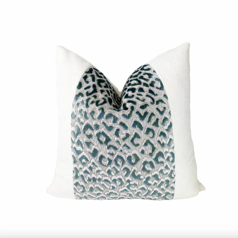 Off White and Moss Velvet Throw Pillow