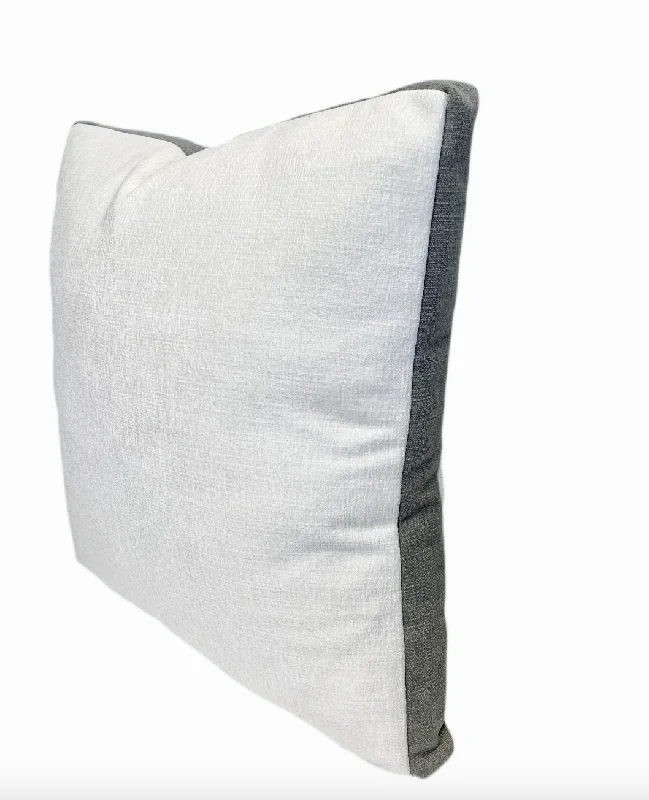 Off White with Slate Gray Velvet Box Throw Pillow