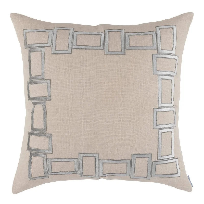 Peru Euro Border Pillow Dark Sand and Platinum 28x28