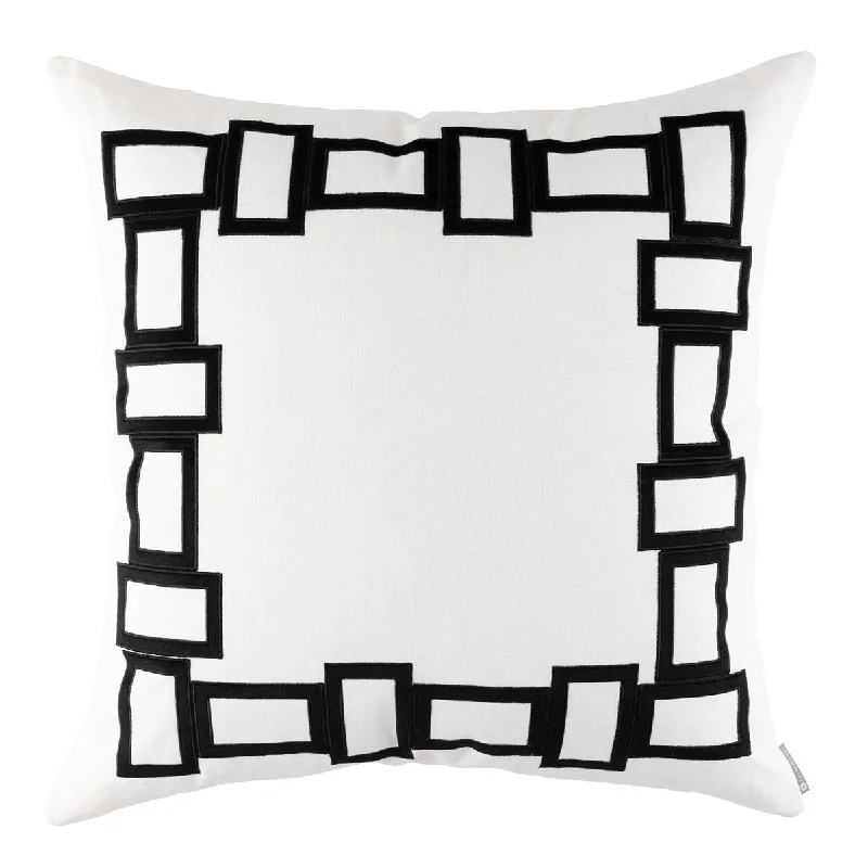 Peru Euro Border Pillow White / Black 28x28