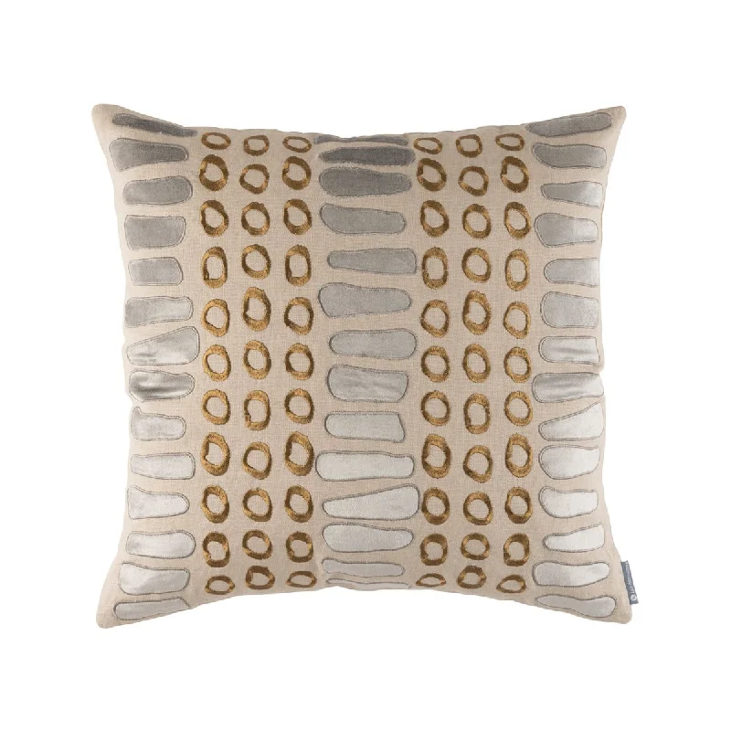 Peru Square Pillow Dark Sand / Platinum / Gold 24x24