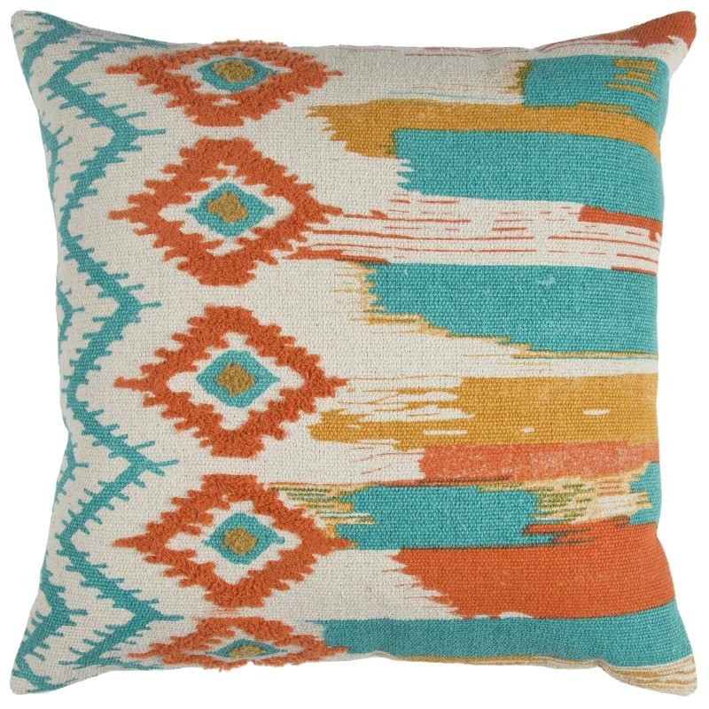 Printed Cotton Brushstroke Decorative Throw Pillow