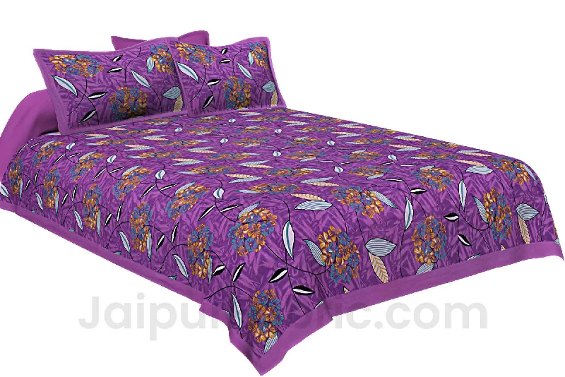 Purple Flowery Double Bedsheet