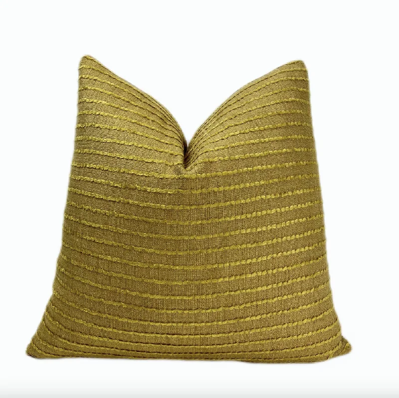 Saffron Gold Linen Chenille Throw Pillow