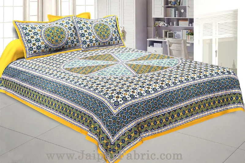 Sanganeri Double Bedsheet in SunShine Yellow shade