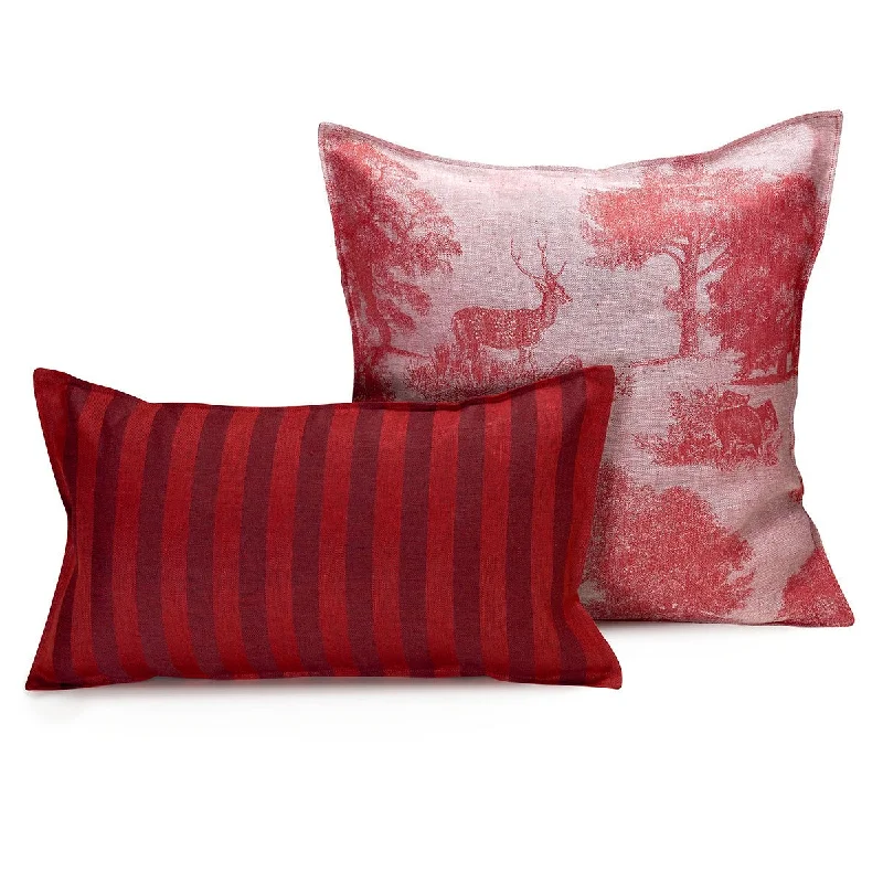 Souveraine red cushion cover by Le Jacquard Francais