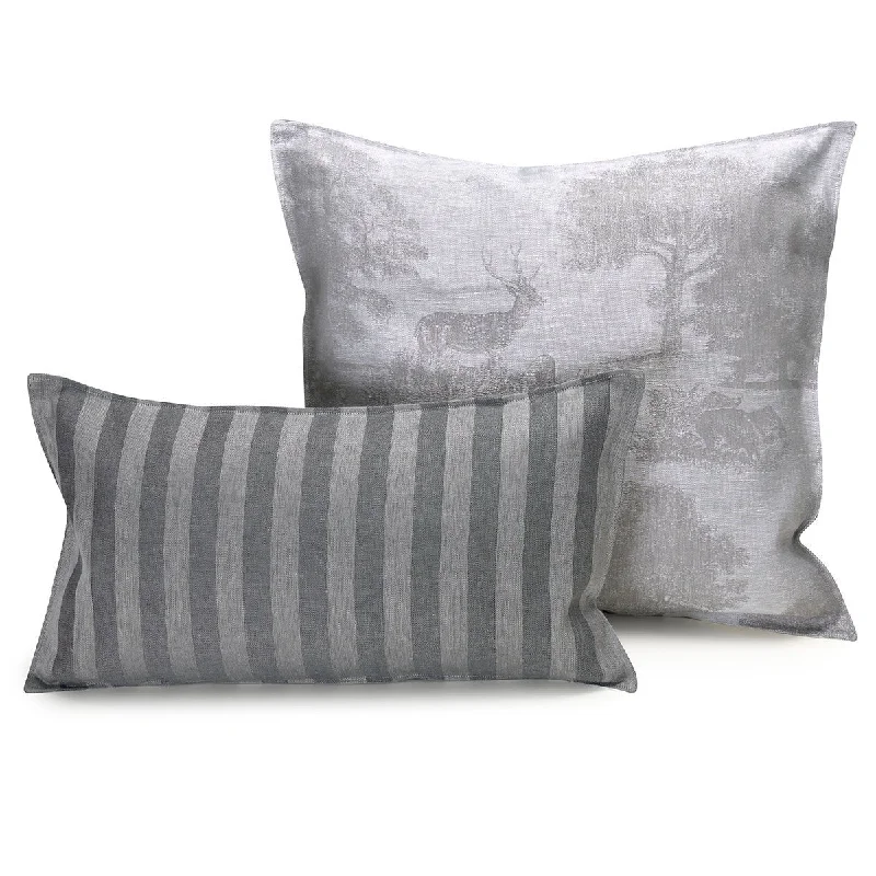 Souveraine silver cushion cover by Le Jacquard Francais