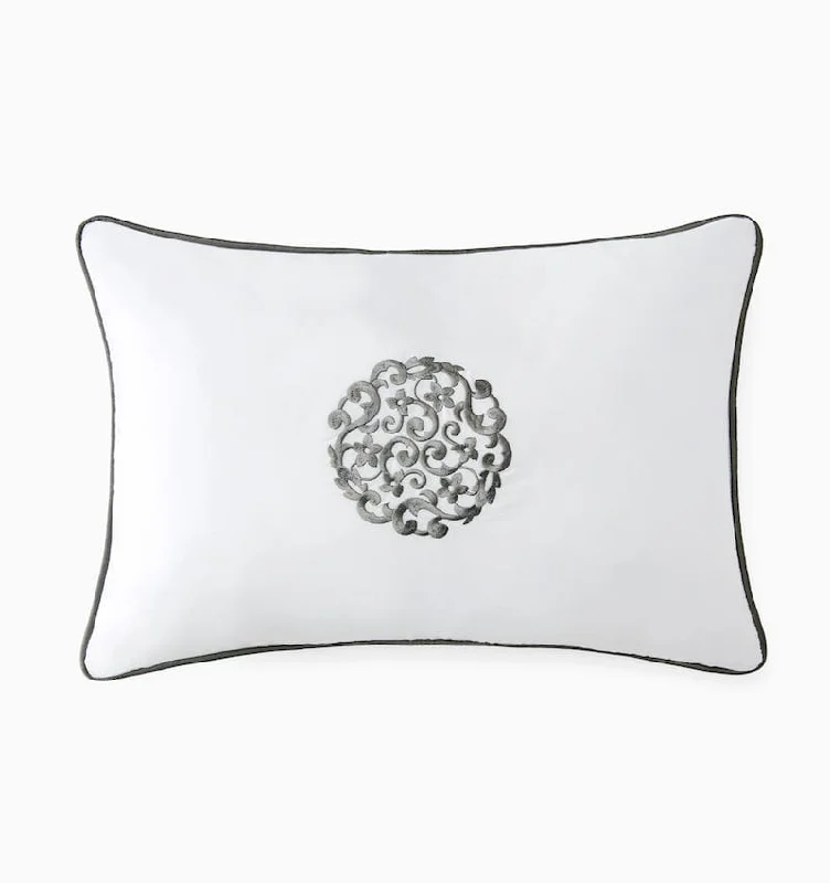 Storia White and Charcoal Decorative Pillow by Sferra