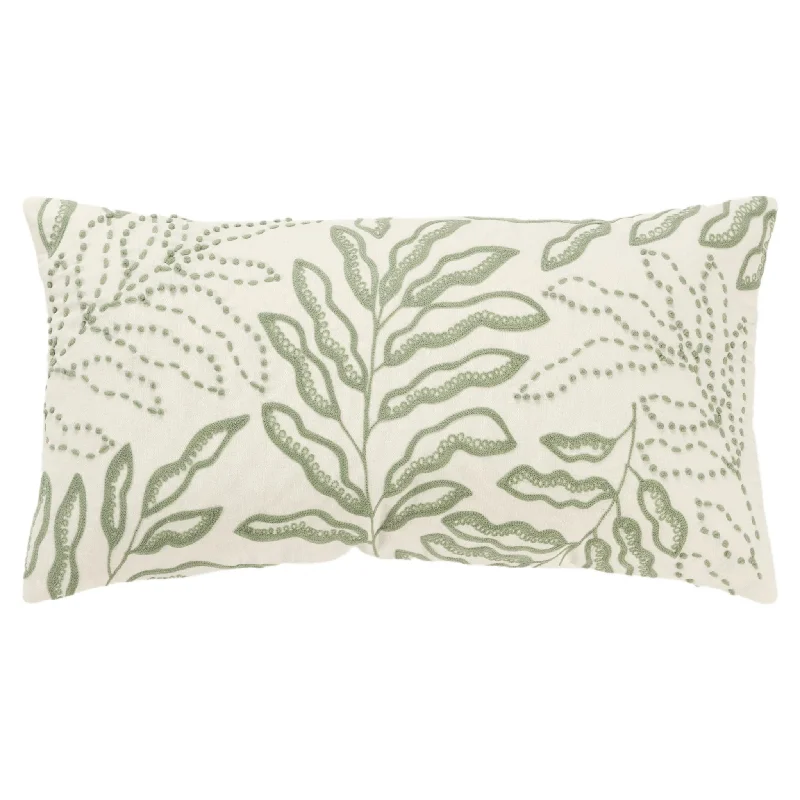 Embroidered Cotton Botanical Decorative Throw Pillow