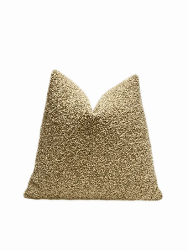 Tan Beige Boucle Throw Pillow