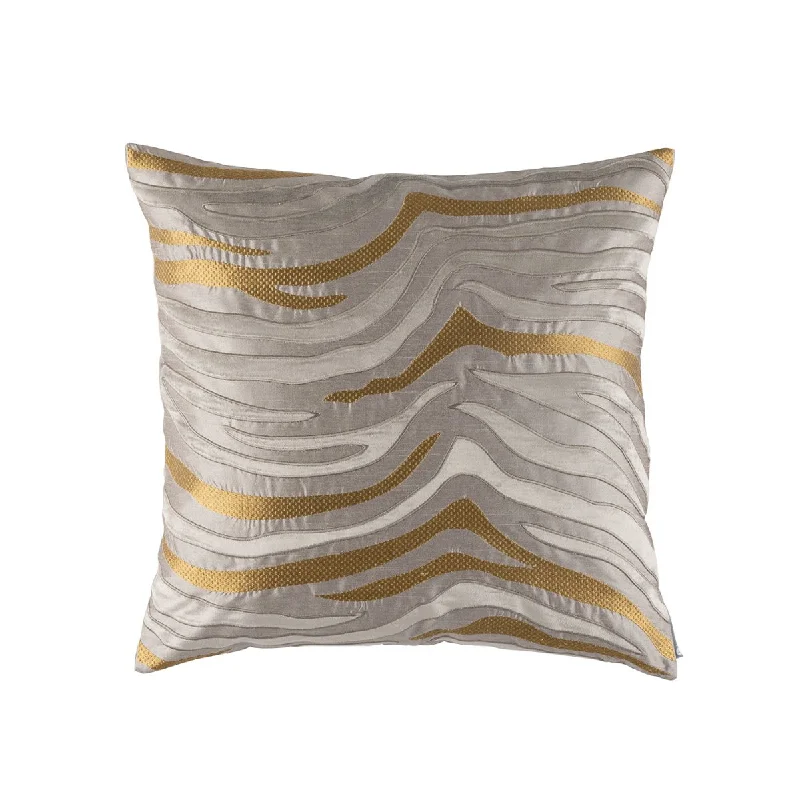 Tiger Square Pillow Pewter / Platinum / Gold 22x22