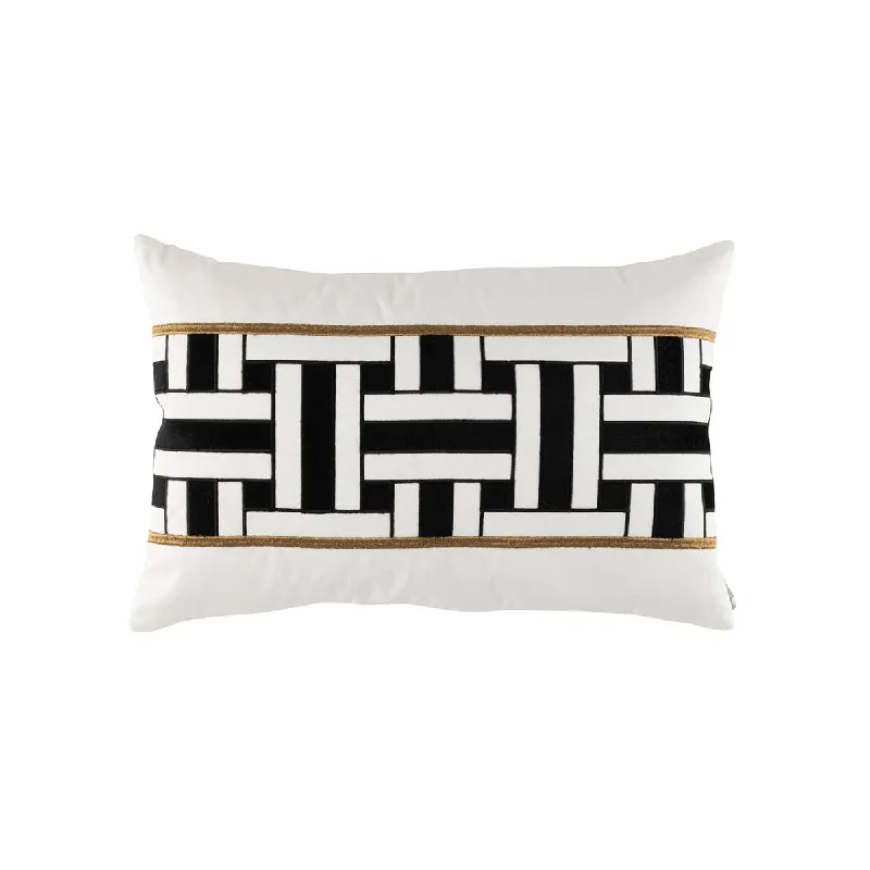 Tommy Sm Rectangle Pillow Ivory / Black / Gold 14x22