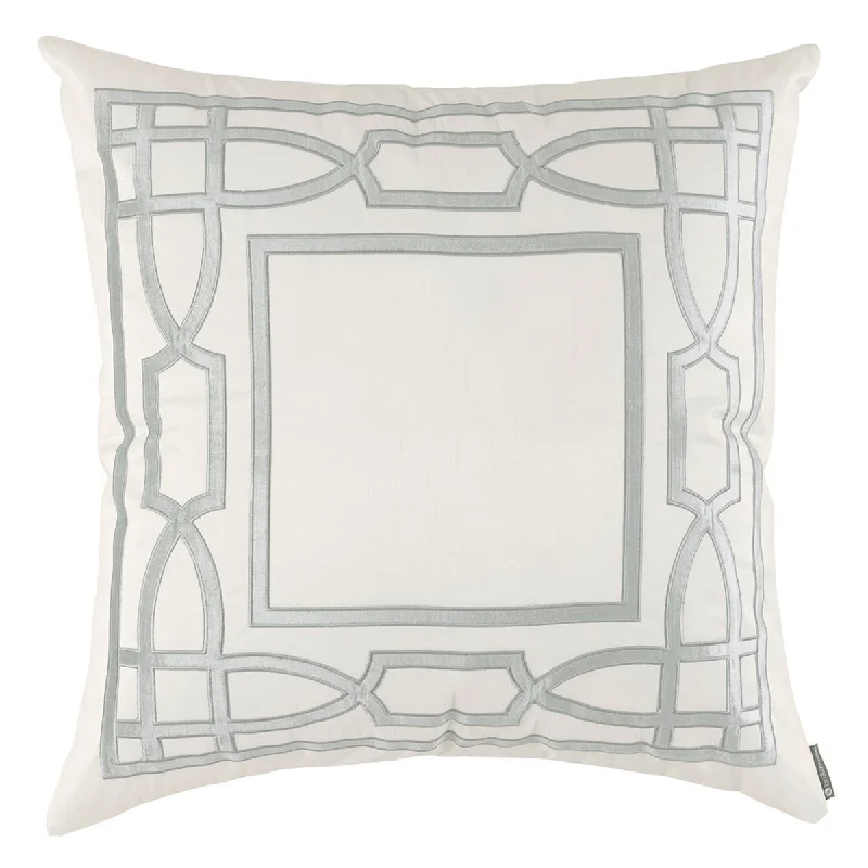 Trey Euro Border Pillow Ivory / Aquamarine 28x28