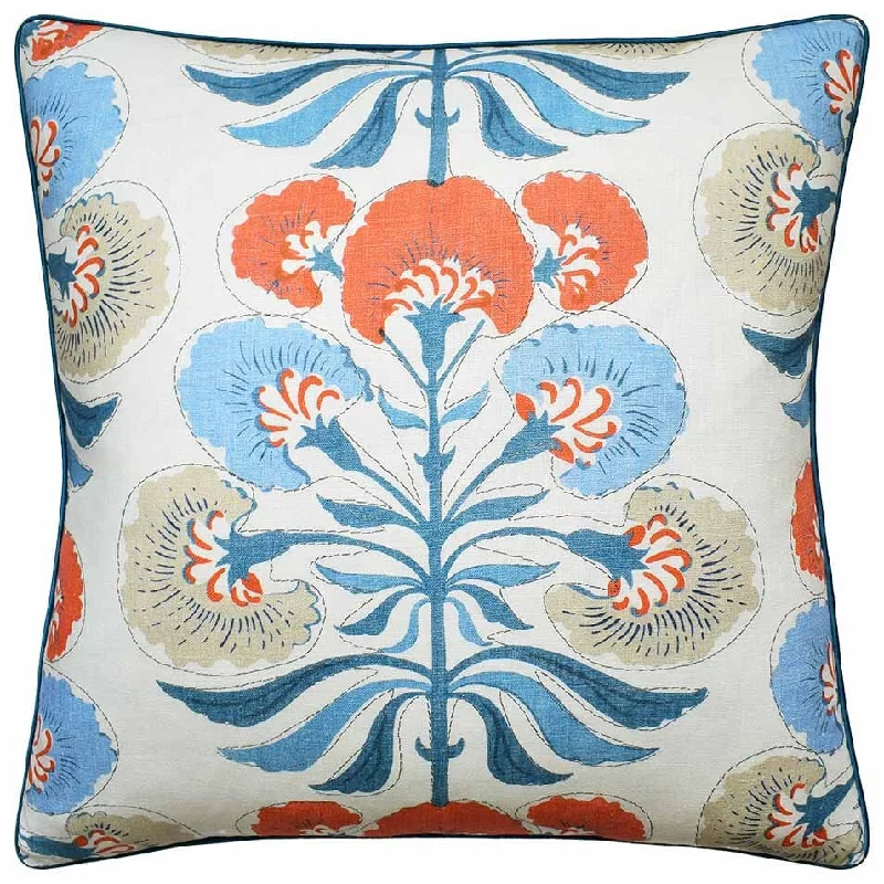 Tybee Tree French Blue and Coral Decorative Pillow Ryan Studio