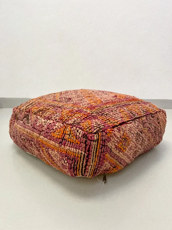 Vintage Beni M'Guild Pouf - Orange, Purple