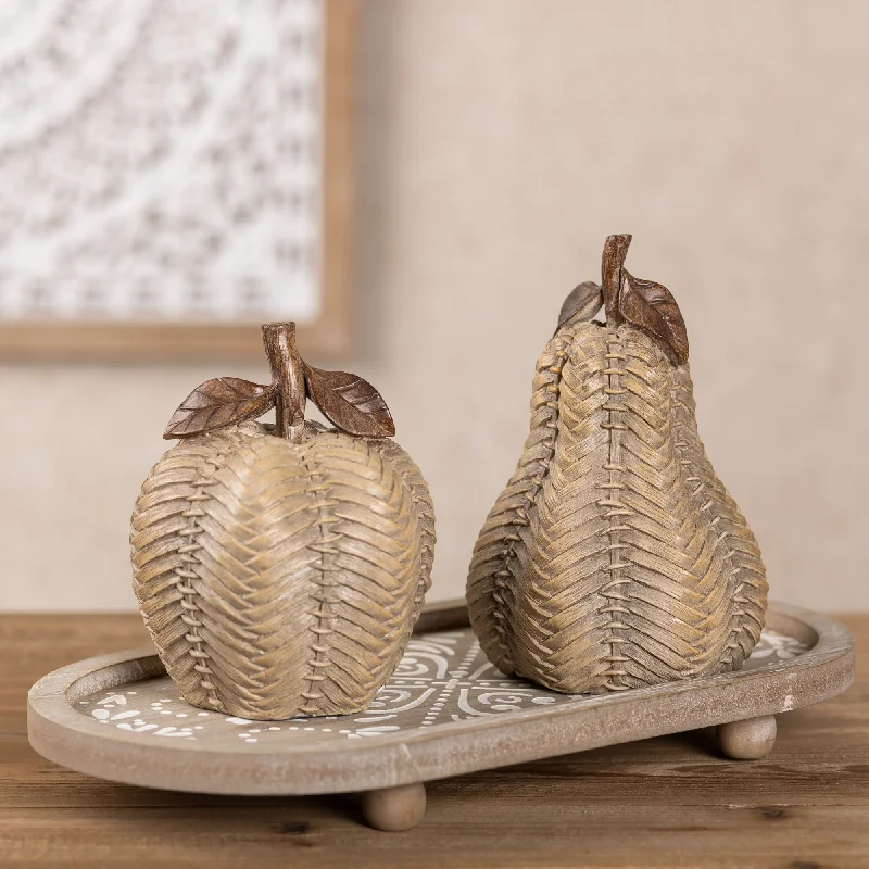 Wicker Apple and Pear Decor (Set of 2)