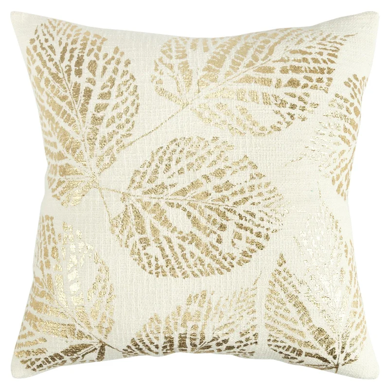 Woven Textured Cotton Slub Leaves Decorative Throw Pillow