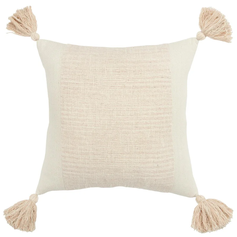 Woven And Paneled Cotton Color Block Decorative Throw Pillow