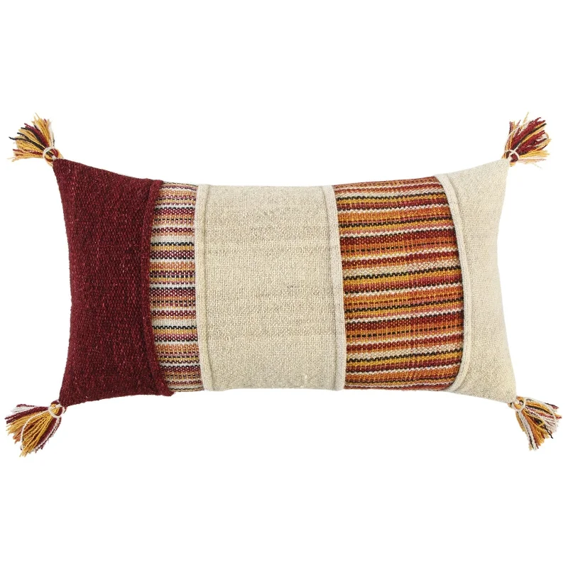 Woven And Paneled Wool Panel Stripe Decorative Throw Pillow