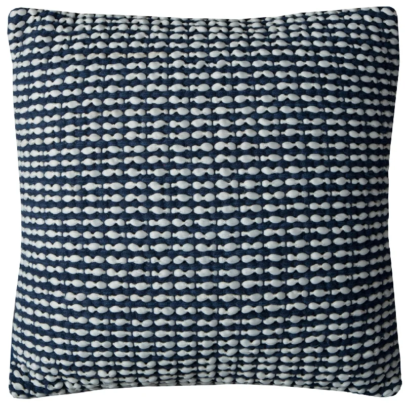 Woven Navy and White Cotton Stripe Pillow