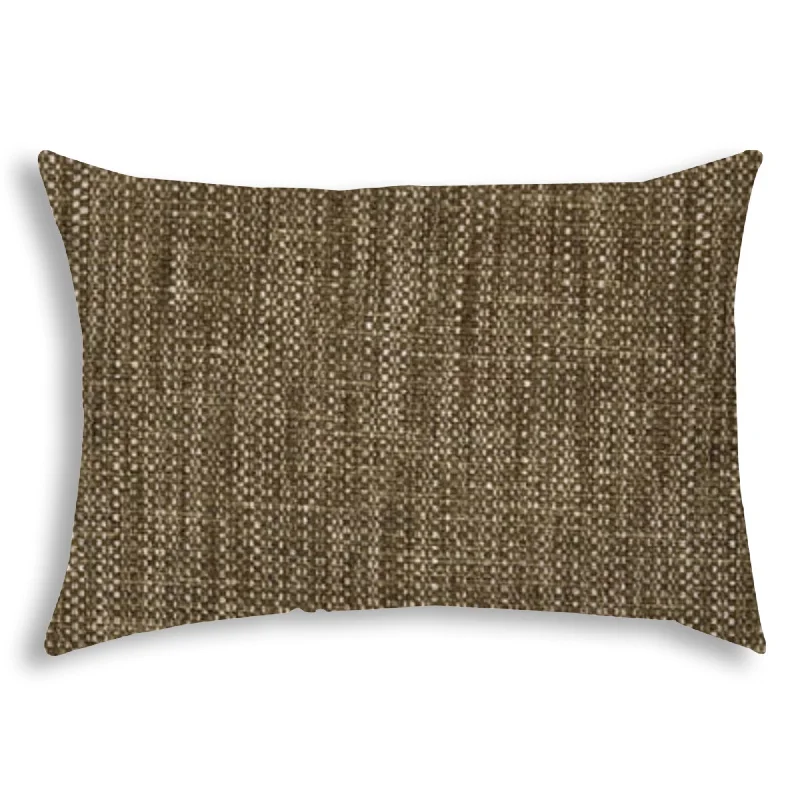 14" X 20" Espresso Indoor Outdoor Throw Pillow With Texture