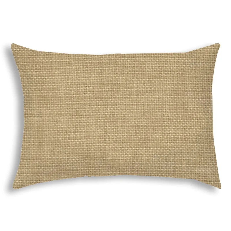 14" X 20" Tan Indoor Outdoor Throw Pillow With Texture