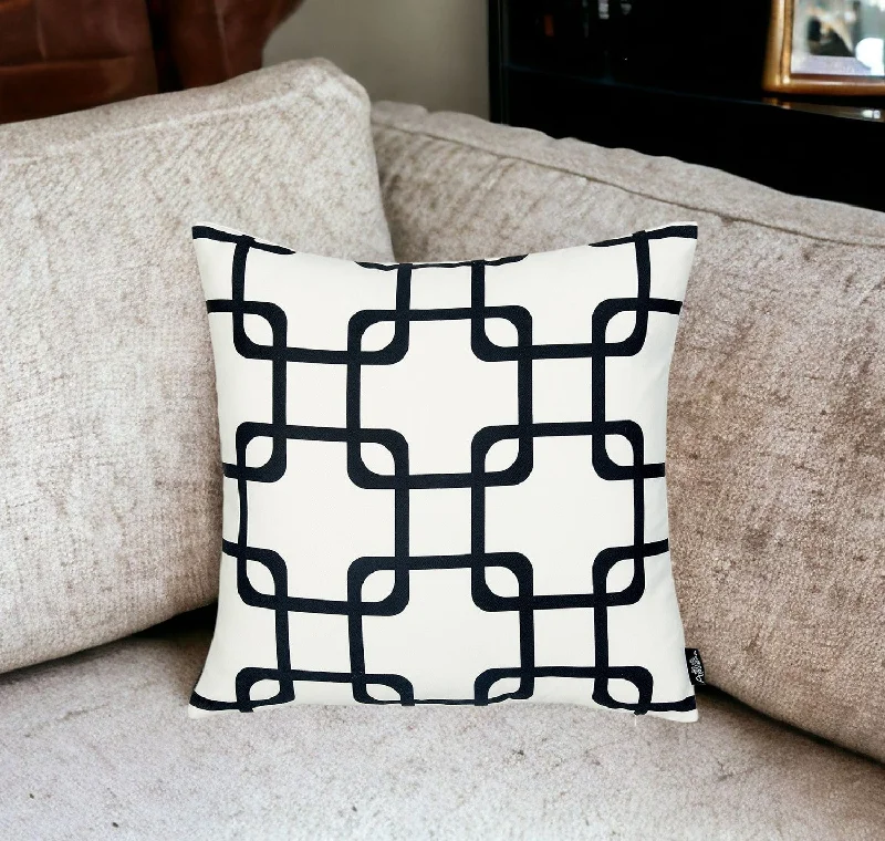 18" Black and White Throw Pillow Cover