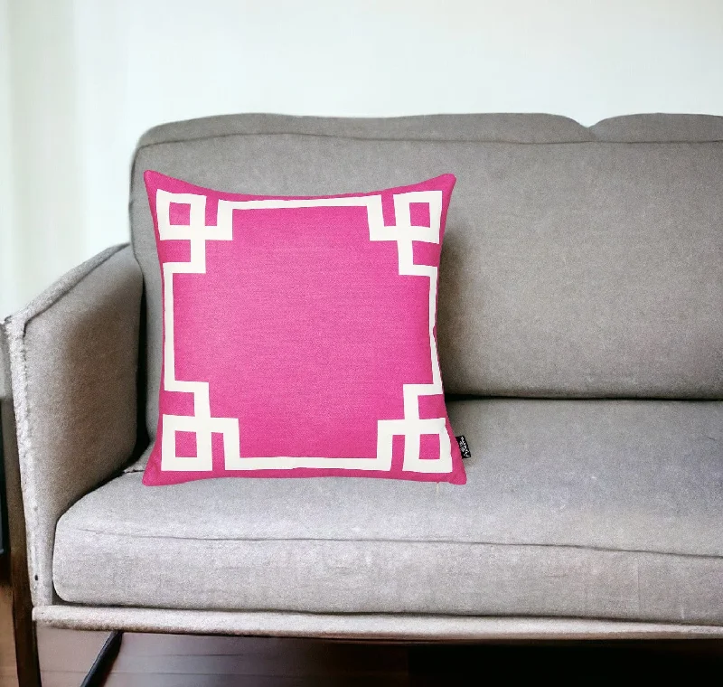 18" Pink and White Throw Pillow Cover