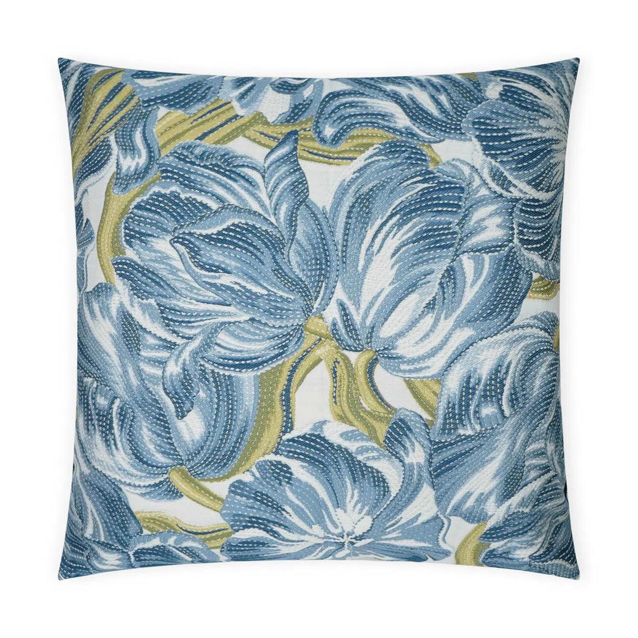 Belle Ame Indigo Floral Blue Large Throw Pillow With Insert