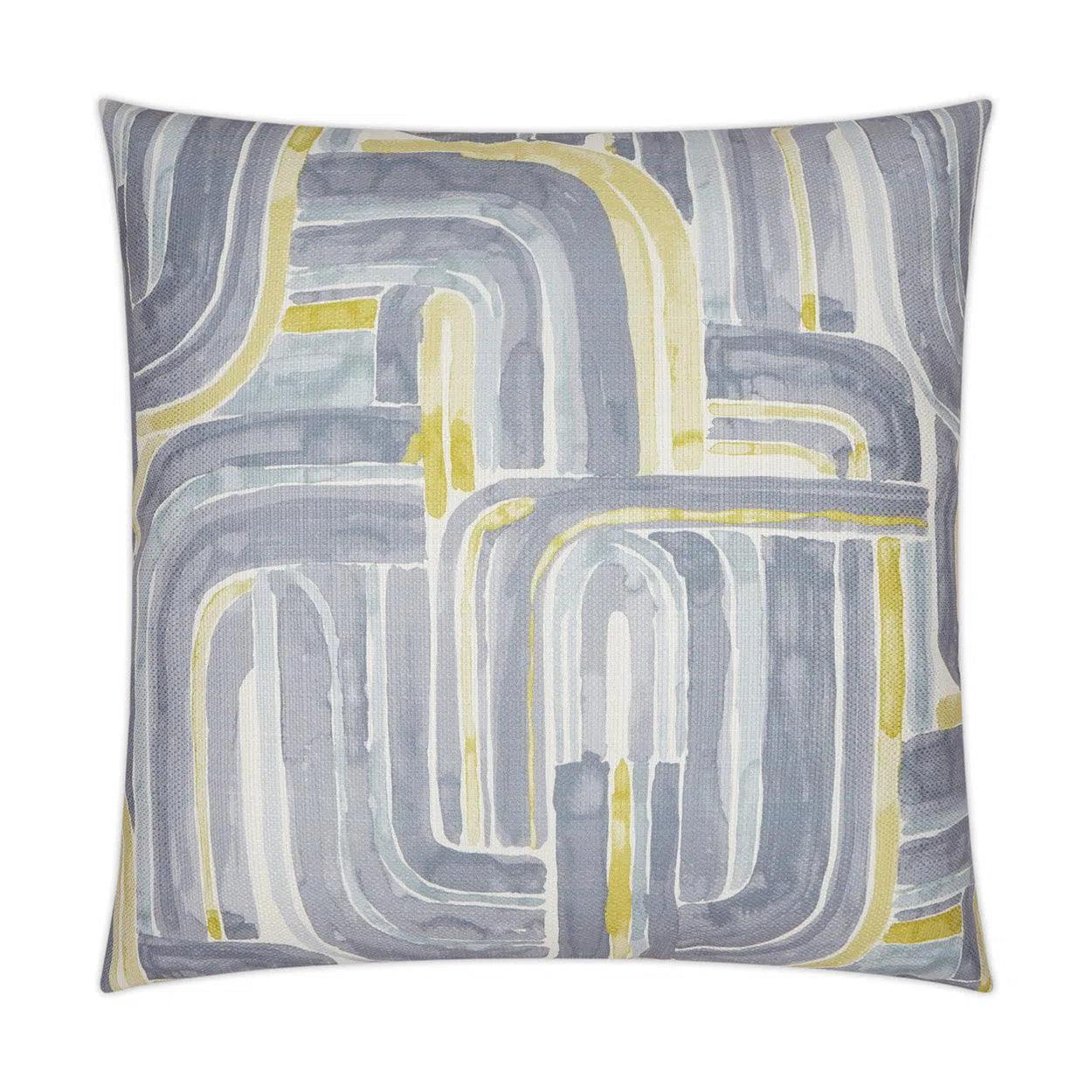 Bender Grey Slate Blue Chartreuse Large Throw Pillow With Insert