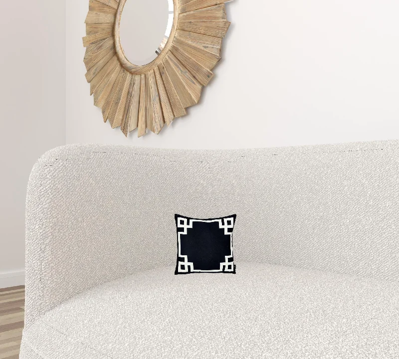 Black and White Geometric Border Throw Pillow