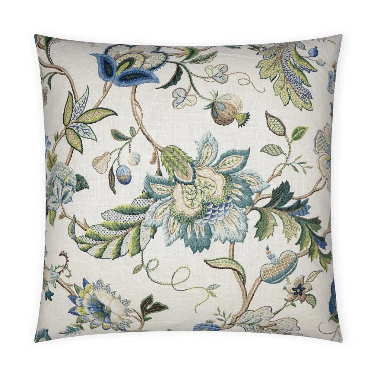 Brissac Floral Traditional Blue Green Large Throw Pillow With Insert