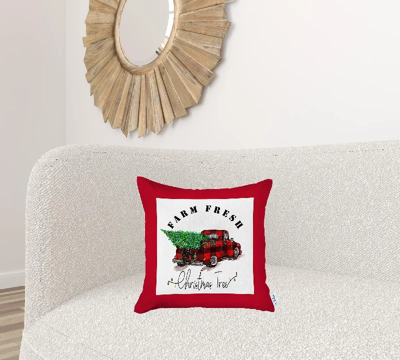 Christmas Buffalo Check Pick Up Truck Throw Pillow