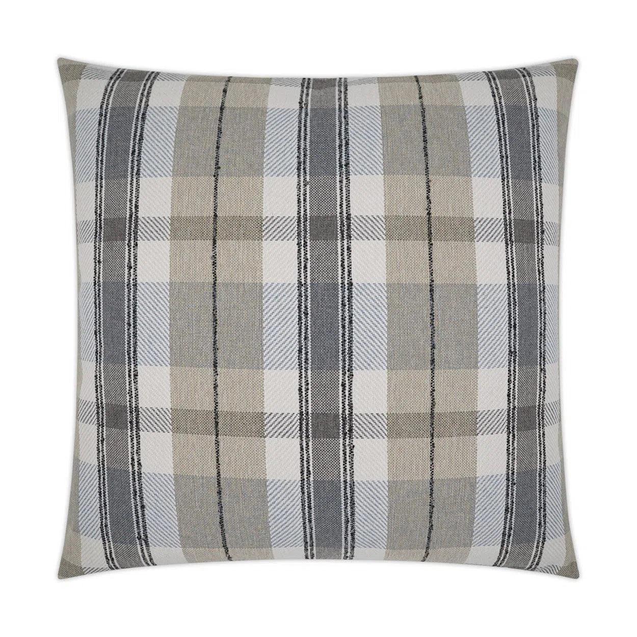 Dellwood Plaid Check Tan Taupe Grey Large Throw Pillow With Insert