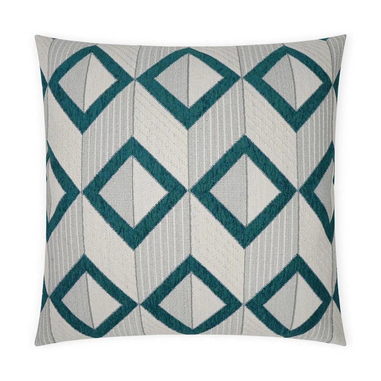 Dublin Peacock Geometric Turquoise Teal Large Throw Pillow With Insert