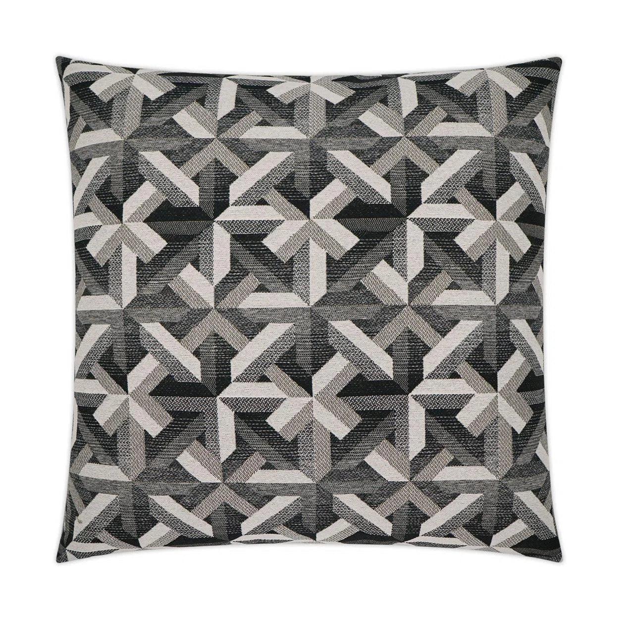 Edifice Onyx Geometric Black Grey Large Throw Pillow With Insert